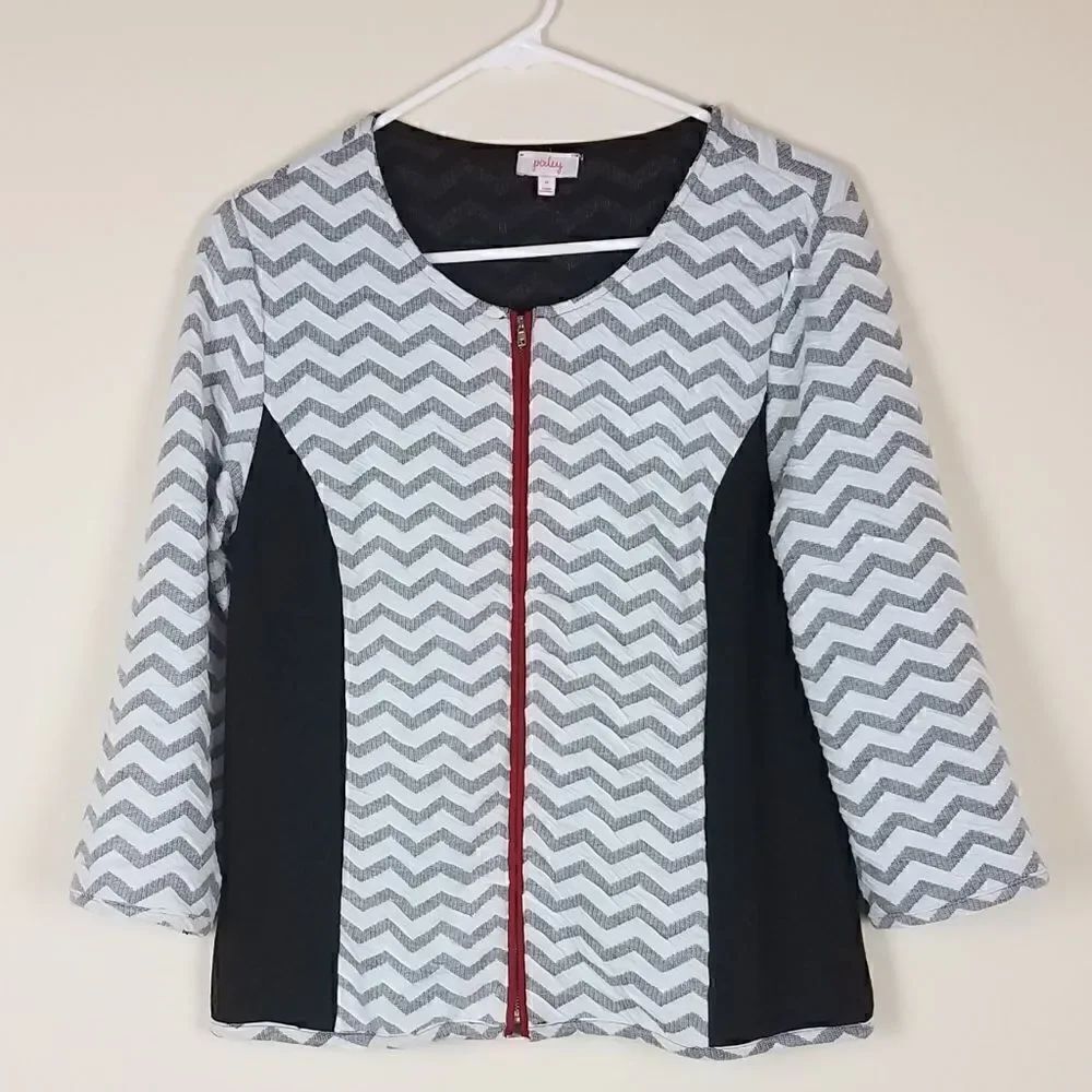 Pixley Adair Textured Chevron Print Jacket Medium